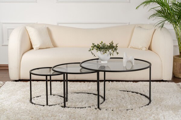 Set de măsuțe de cafea, Hanah Home, Culoare: Negru Gri