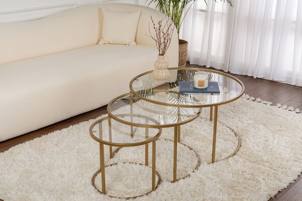 Set de măsuțe de cafea, Hanah Home, Culoare: Auriu Transparent