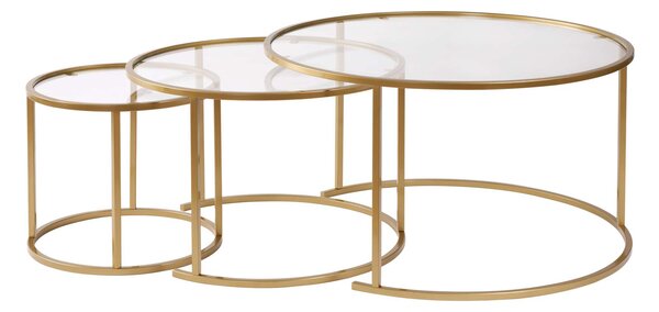 Set de măsuțe de cafea, Hanah Home, Culoare: Auriu Transparent