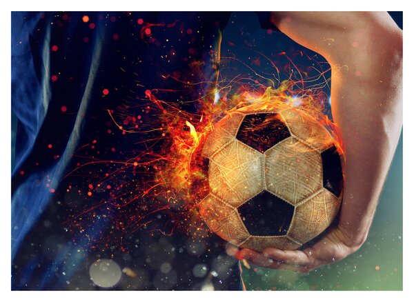 Tablou - Minge de fotbal în flăcări (70x50 cm)