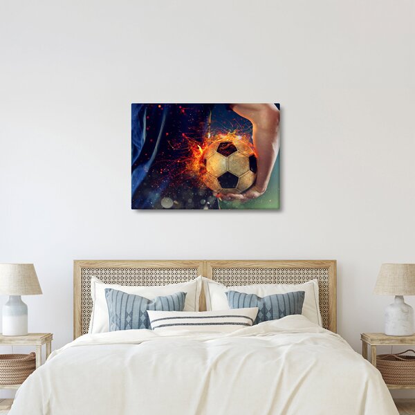 Tablou - Minge de fotbal în flăcări (70x50 cm)