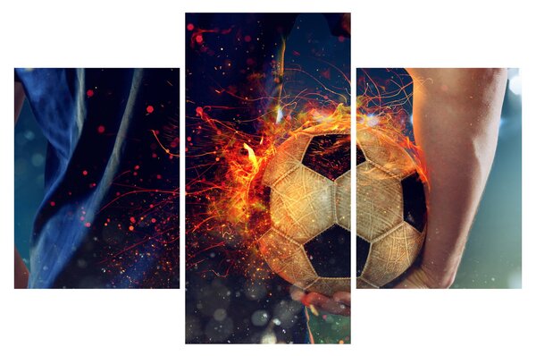 Tablou - Minge de fotbal în flăcări (90x60 cm)