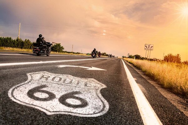 Fototapetă vlies indicator ruta 66 375 x 250 cm
