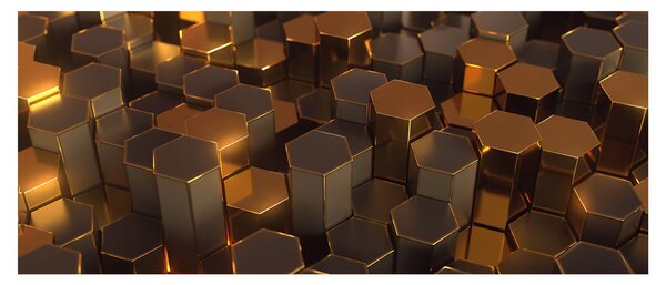 Tablou - Hexagoane de bronz (120x50 cm)