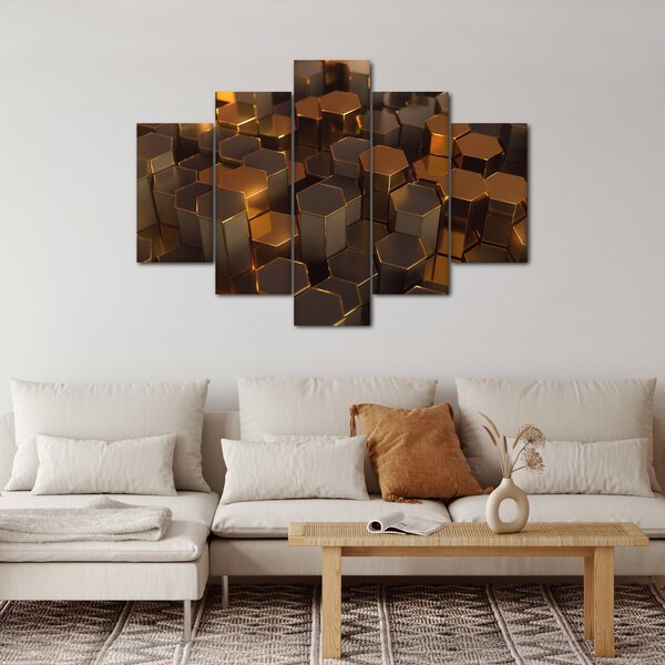 Tablou - Hexagoane de bronz (150x105 cm)