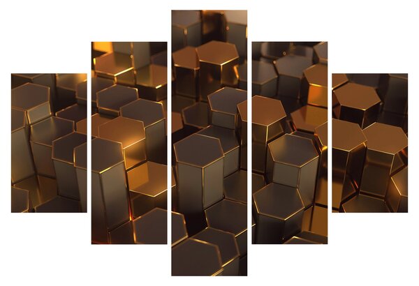 Tablou - Hexagoane de bronz (150x105 cm)