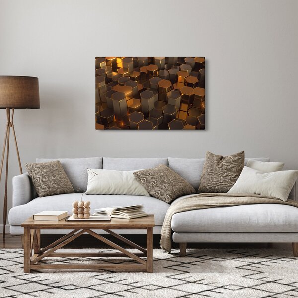 Tablou - Hexagoane de bronz (90x60 cm)