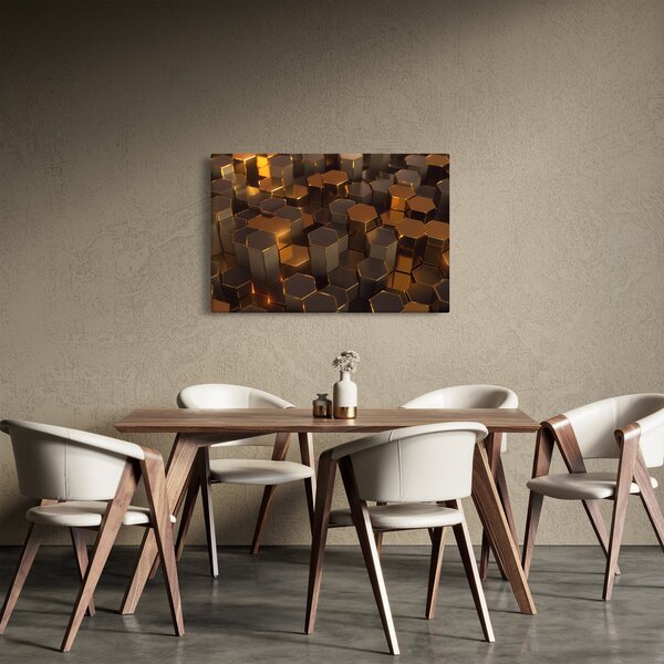 Tablou - Hexagoane de bronz (90x60 cm)