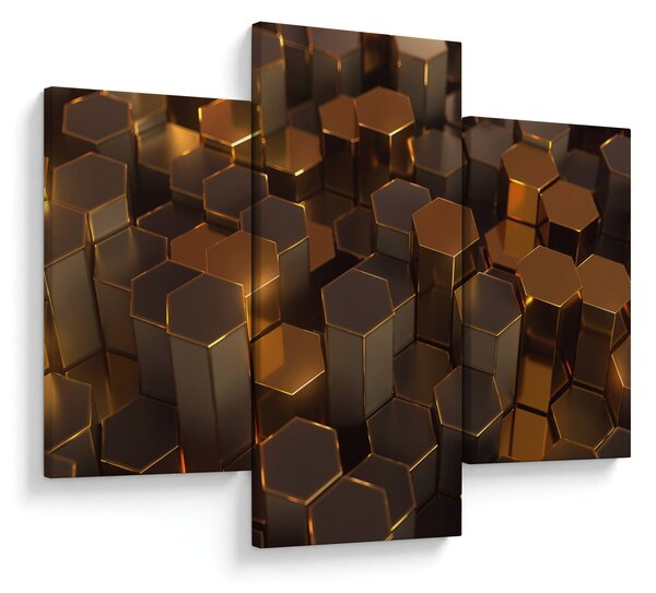 Tablou - Hexagoane de bronz (90x60 cm)