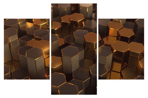 Tablou - Hexagoane de bronz (90x60 cm)