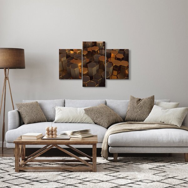 Tablou - Hexagoane de bronz (90x60 cm)