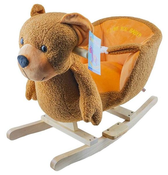 Balansoar bebelusi, fotoliu cu centura de siguranta, forma Ursulet din plus, cadru lemn