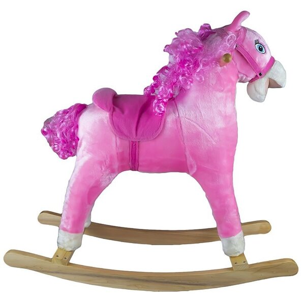 Balansoar Calut roz, sunete si miscare, sa si manere laterale, inaltime 68 cm, plus si lemn