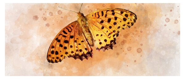 Tablou - Fluture portocaliu, aquarelă (120x50 cm)