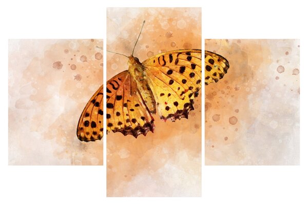 Tablou - Fluture portocaliu, aquarelă (90x60 cm)