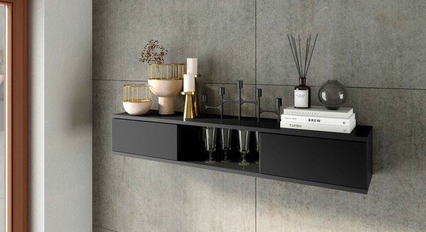 Polita cu dulapuri LANZZI 120 cm, neagra