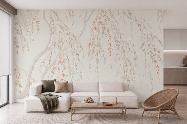 Tapet Ramuri ușoare, atârnând, cu frunze delicate, Imagini de fundal unice, w05812v4 : Uwalls.ro