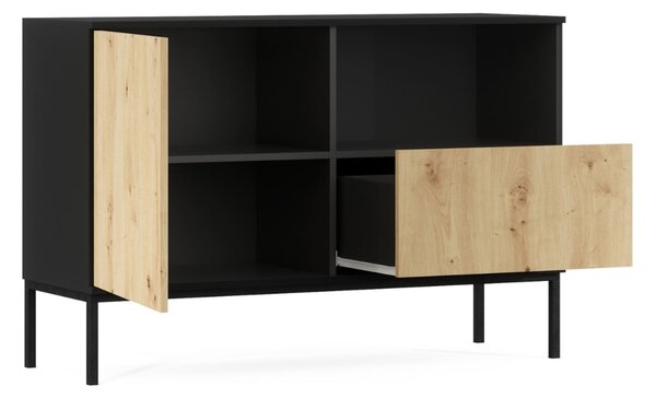 Comoda LANZZI 120x40 cm, neagra/dub