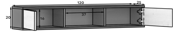 Polita cu dulapuri LANZZI 120 cm, neagra