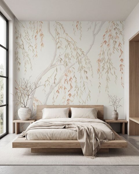 Tapet Ramuri ușoare, atârnând, cu frunze delicate, Imagini de fundal unice, w05812v4 : Uwalls.ro