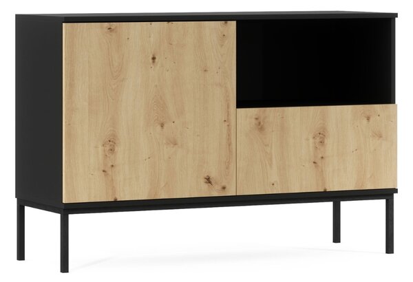 Comoda LANZZI 120x40 cm, neagra/dub