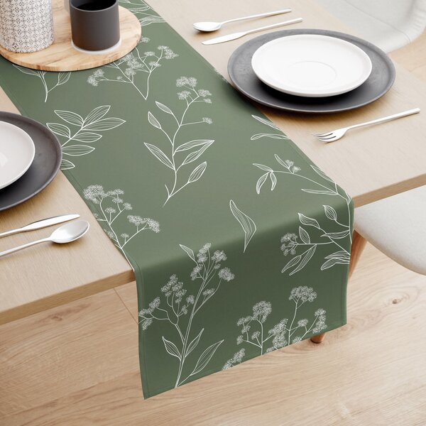 Goldea napron de masă 100% bumbac - frunze de plante aromatice 35x140 cm