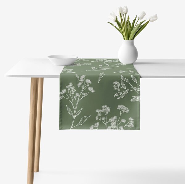 Goldea napron de masă 100% bumbac - frunze de plante aromatice 35x140 cm