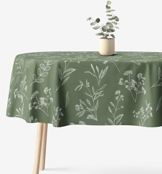 Goldea față de masă 100% bumbac - frunze de plante aromatice - ovală 140 x 200 cm