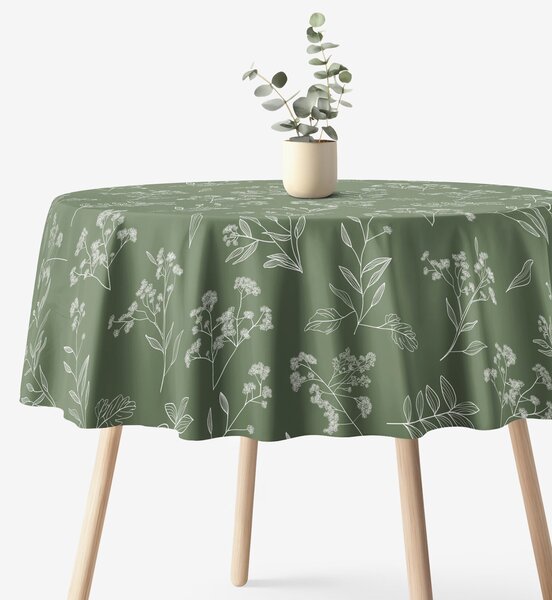 Goldea față de masă 100% bumbac - frunze de plante aromatice - rotundă Ø 140 cm