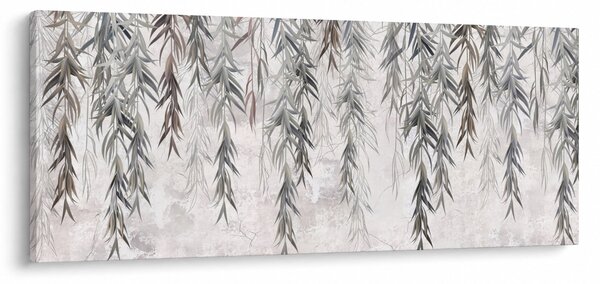 Tablou - Crenguțe de salcie, tencuiala gri (120x50 cm)