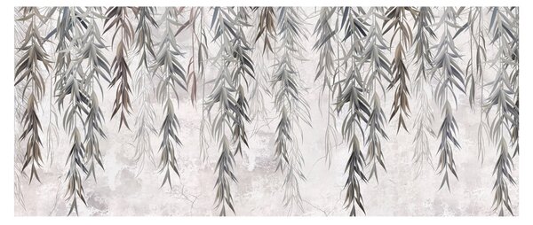 Tablou - Crenguțe de salcie, tencuiala gri (120x50 cm)