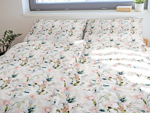 Lenjerie de pat din bumbac FLORI ROZ - 140 x 200 cm / 70 x 90 cm