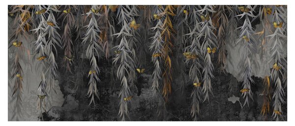 Tablou - Crenguțe de salcie, fundal negru (120x50 cm)
