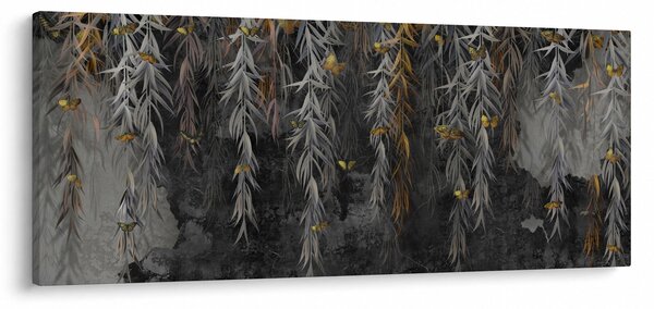 Tablou - Crenguțe de salcie, fundal negru (120x50 cm)