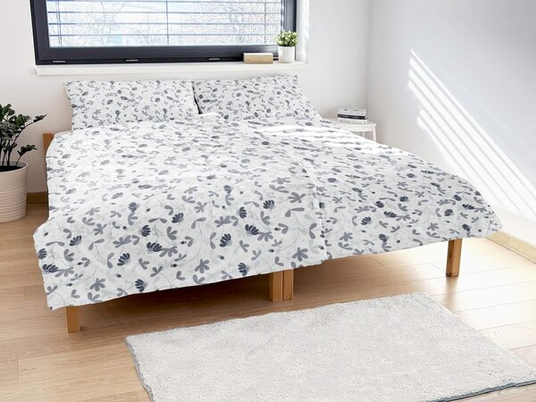 Lenjerie de pat din bumbac ARMONIA FLORILOR - Albastră | 140 x 220 cm / 70 x 90 cm