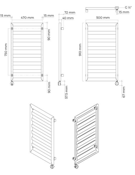 Oltens Benk încălzitor electric 91x50 cm alb 55104000