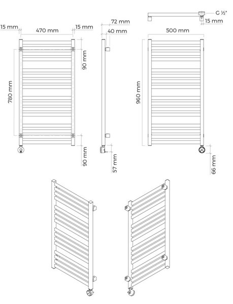 Oltens Vanlig încălzitor electric 96x50 cm alb 55107000