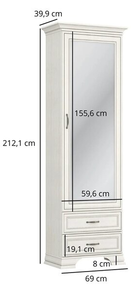 Mobila hol clasica TIFFANY II-3, grej, PAL laminat, 3 piese