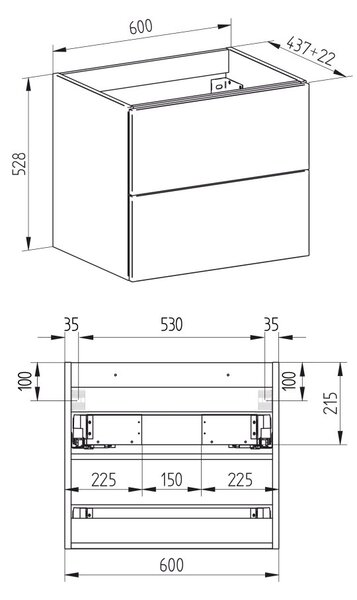 Mereo, Mereo Aira, dulap baie 60 cm, stejar Kronberg, MER-CN720SN