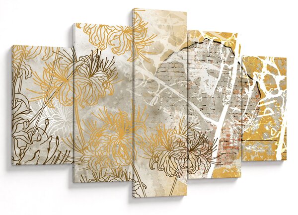 Tablou - Vintage perete cu flori (150x105 cm)