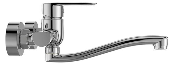Mereo Mereo, Baterie de perete pentru chiuvetă Mereo, Pego, 150 mm, cu braț curbat plat 200 mm, cromat, MER-CB301P