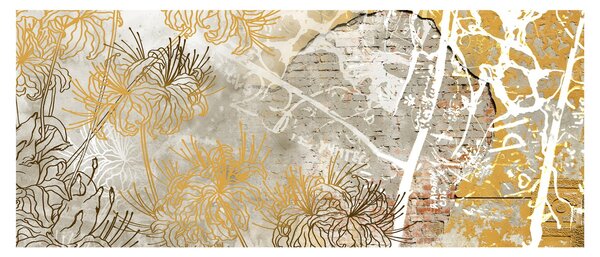 Tablou - Vintage perete cu flori (120x50 cm)