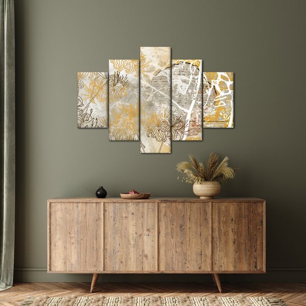 Tablou - Vintage perete cu flori (150x105 cm)