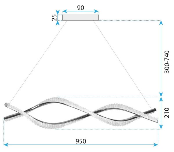 Toolight Toolight, lampă suspendată LED 95cm, 2800 lm, G033-CP, auriu strălucitor, OSW-06300