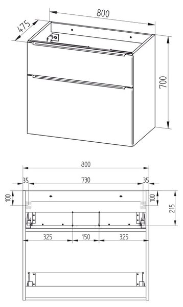 Mereo, Mereo Mailo, dulap baie 80cm, stejar Riviera, mâner AL anodizat, MER-CN521SN