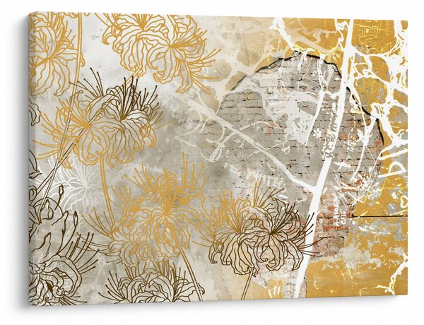Tablou - Vintage perete cu flori (70x50 cm)