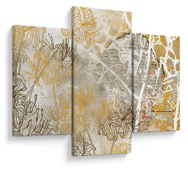 Tablou - Vintage perete cu flori (90x60 cm)