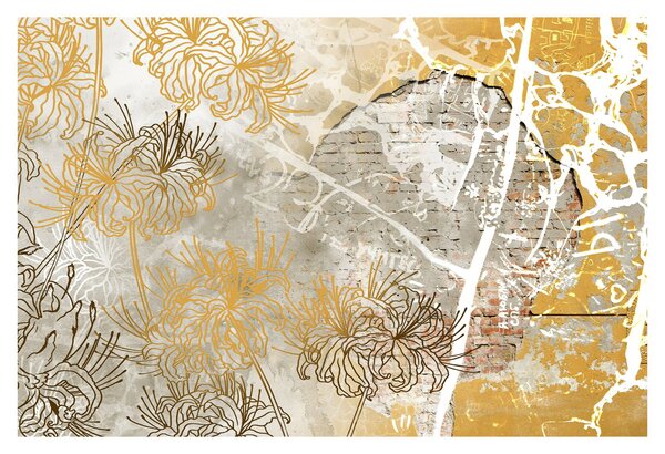 Tablou - Vintage perete cu flori (90x60 cm)