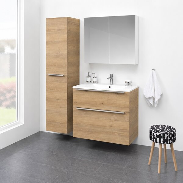 Mereo, Mereo Mailo, dulap baie 80cm, stejar Riviera, mâner AL anodizat, MER-CN521SN