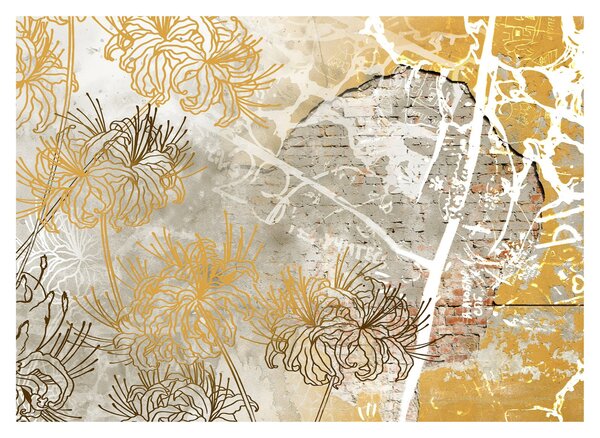 Tablou - Vintage perete cu flori (70x50 cm)